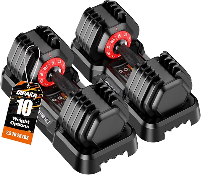 Adjustable Dumbbells Set of 2, Durable Weights Dumbbells Set, 10 in 1/15 in1 Weights Set with Anti-Slip Grip, Fast Adjust Gym Equipment Space Saving for Home Strength Training
