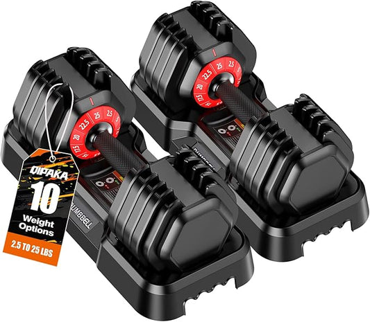 Adjustable Dumbbells Set of 2, Durable Weights Dumbbells Set, 10 in 1/15 in1 Weights Set with Anti-Slip Grip, Fast Adjust Gym Equipment Space Saving for Home Strength Training