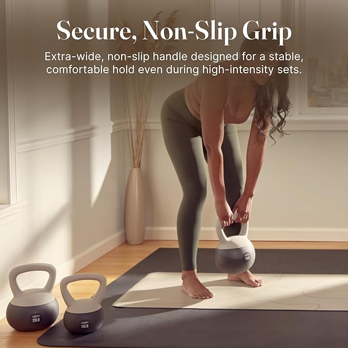 WeGym Soft Kettlebells with Cushioned Impact-Resistant Base and Anti-Slip, Wide-Grip Handle for Home Workouts, Weightlifting, and Full Body Strength Training
