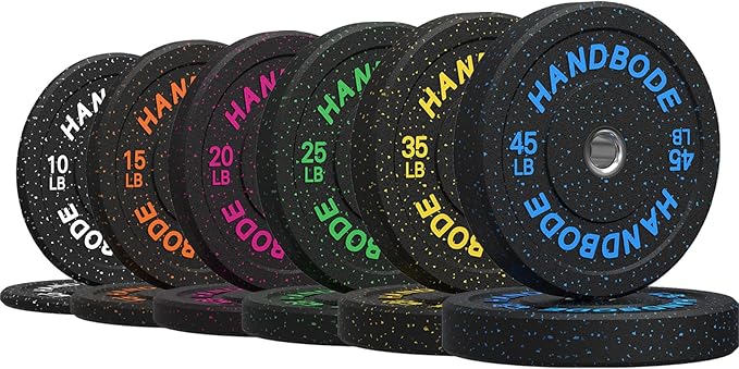 2-Inch Weight Plates High Bounce, Olympic Bumper Plate Set 45/100/160/190/260/300lb, Colored Weight Plates Set for Home Gym, Barbell Weights Rubber Strength Training Plate for Weight Lifting