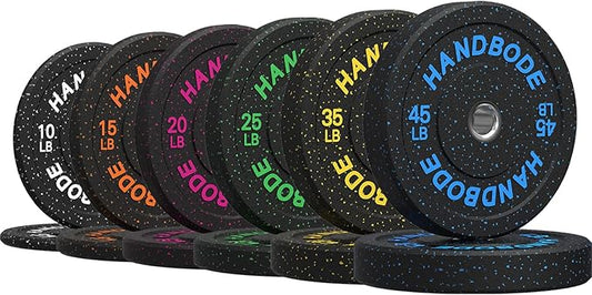 2-Inch Weight Plates High Bounce, Olympic Bumper Plate Set 45/100/160/190/260/300lb, Colored Weight Plates Set for Home Gym, Barbell Weights Rubber Strength Training Plate for Weight Lifting