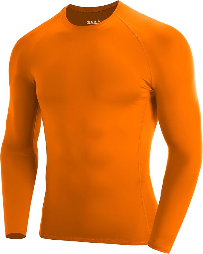Men's Long Sleeve Compression Shirt, Quick Dry Athletic Base Layer Top, Skins Fit Football Running Workout Undershirt