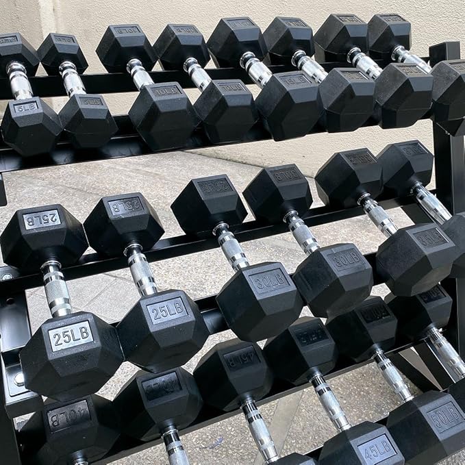 350/450/550 lbs Hex Weight Dumbbells Sets with Rack 5-45lbs Rubber Gym Equipment Coated Dumbbell Free Weights Set for Home Exercises Set of Weights Dumbbells and Rack