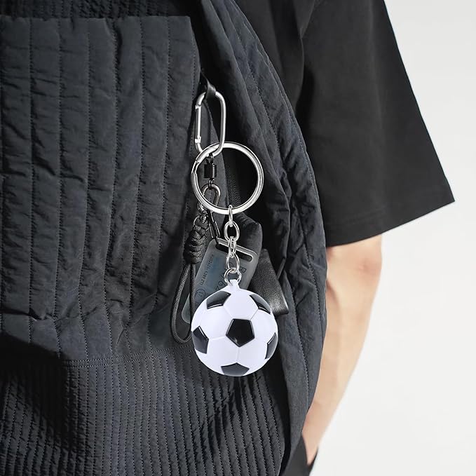 4Pcs Soccer Keychains, Funny Backpack Charms Key Chains, PVC 1.5inch/3.8cm Football Keychain