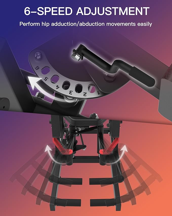 HVO Hip Adduction Abduction Machine: Abductor Adductor Machine-Inner and Outer Thigh Machine Glute Machines Thigh Master for Hip Abduction with 6 Levels Gear System Glute Machines