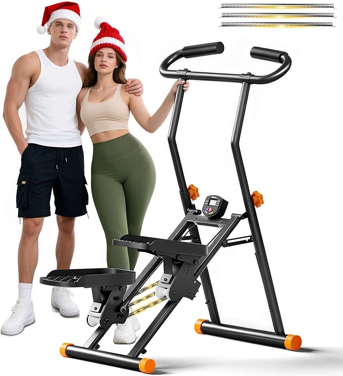 Stair Stepper for Home Gym, 350 lbs Capacity Cardio Machine with Adjustable Height, Non-Slip Pedals, LCD Display, Foldable Design for Full Body Workout for Women Men