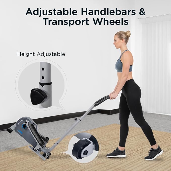 JLL Smart Mini Elliptical – Low-Impact Cardio, Quiet Magnetic Resistance (8 Levels), Compact for Home or Office, LCD Display, Bluetooth SunnyFit App Compatible
