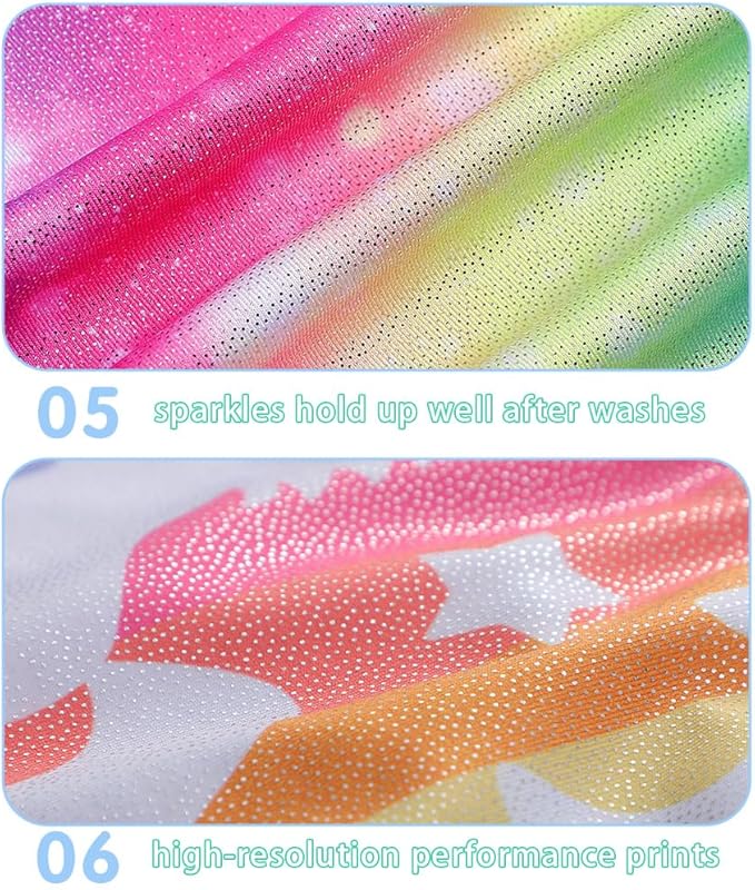 HOZIY Gymnastics Leotards for Girls with Shorts Toddlers Biketards Rainbow Unicorn Dinosaur Mermaid Leopard Flower Galaxy