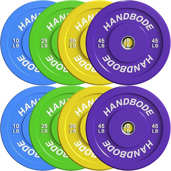 2-Inch Weight Plates High Bounce, Olympic Bumper Plate Set 45/100/160/190/260/300lb, Colored Weight Plates Set for Home Gym, Barbell Weights Rubber Strength Training Plate for Weight Lifting