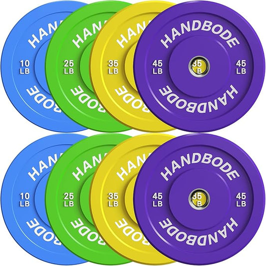 2-Inch Weight Plates High Bounce, Olympic Bumper Plate Set 45/100/160/190/260/300lb, Colored Weight Plates Set for Home Gym, Barbell Weights Rubber Strength Training Plate for Weight Lifting