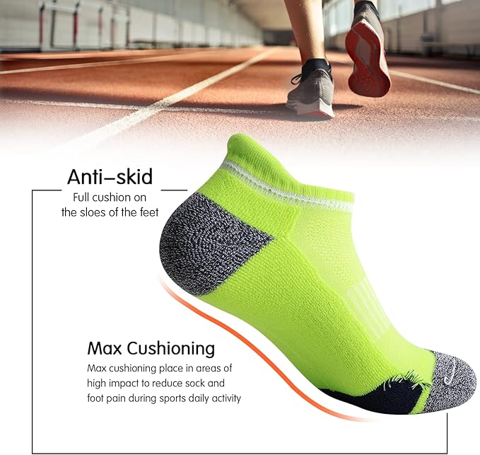 JOYNÉE Mens Ankle Athletic Low Cut Socks Running Sports Cushioned Sock for Men 6 Pack