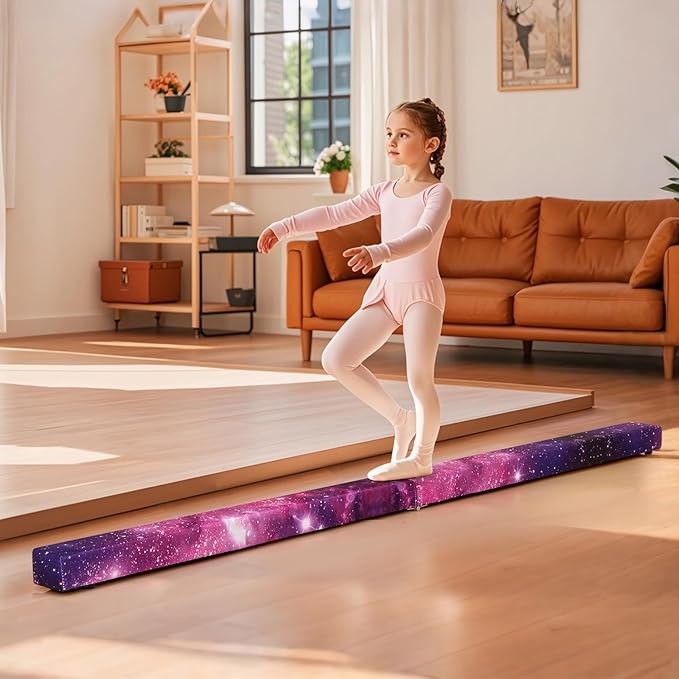 Giantex 7FT/8FT/9FT Balance Beam, Folding Gymnastics Beam w/Carry Handles, Floor Foam Gymnastics Equipment for Kids, Non Slip Rubber Base for Exercise, Practice & Professional Home Training