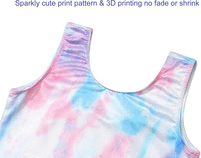Domusgo Gymnastics Leotards for Girls Sparkly One-Piece Pro Kids Unitard Biketards with Shorts