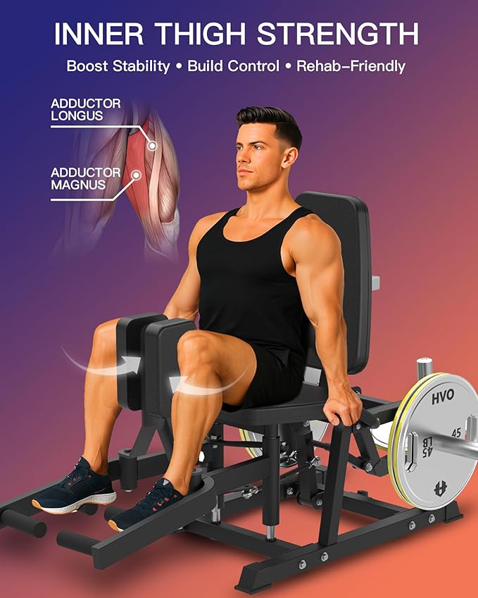 HVO Hip Adduction Abduction Machine: Abductor Adductor Machine-Inner and Outer Thigh Machine Glute Machines Thigh Master for Hip Abduction with 6 Levels Gear System Glute Machines