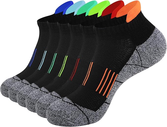 JOYNÉE Mens Ankle Athletic Low Cut Socks Running Sports Cushioned Sock for Men 6 Pack