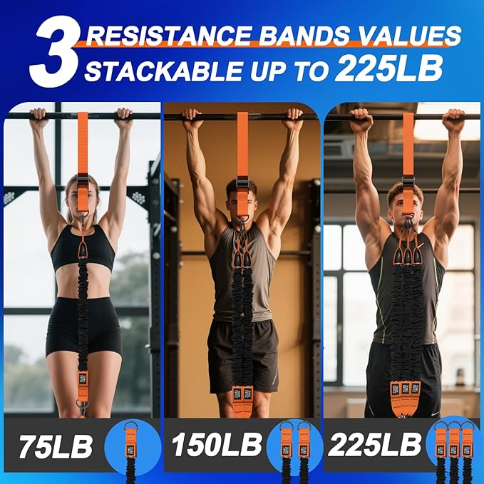 WHATAFIT Pull Up Assistance Bands, Resistance Bands for Pull Up Bar Working Out with Feet Straps ，Adjustable Heavy Duty Pull Up Assist Equipment, Home Gym Fitness Exercise Strength Muscle Training