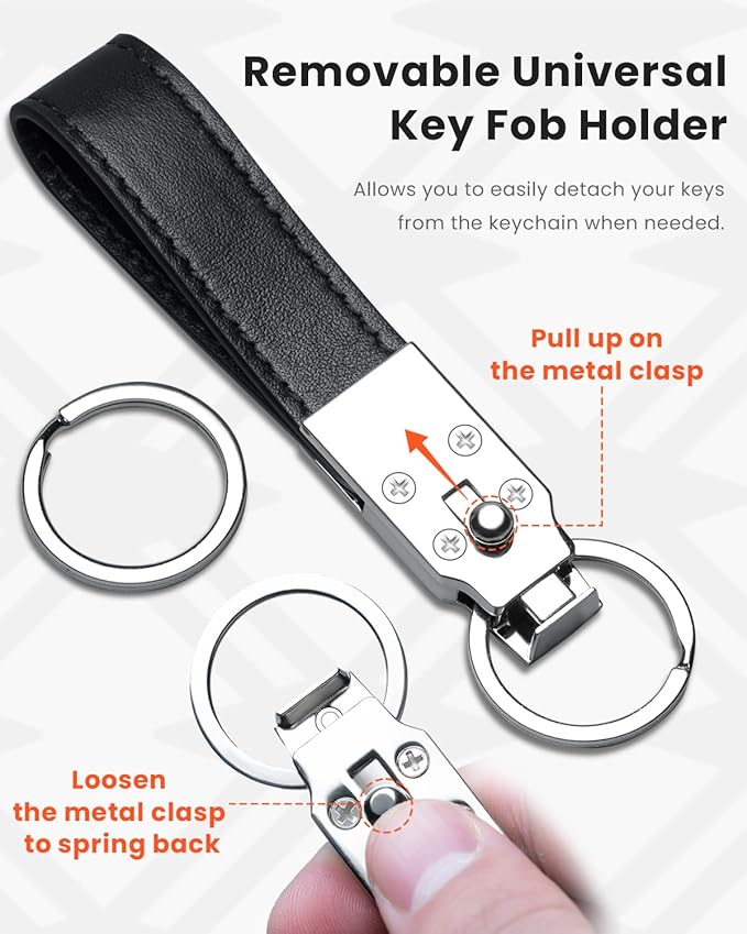 Handmade Leather Keychain for Men, Key Chains for Car Keys, Quick Release, 100% Italian Premium Leather