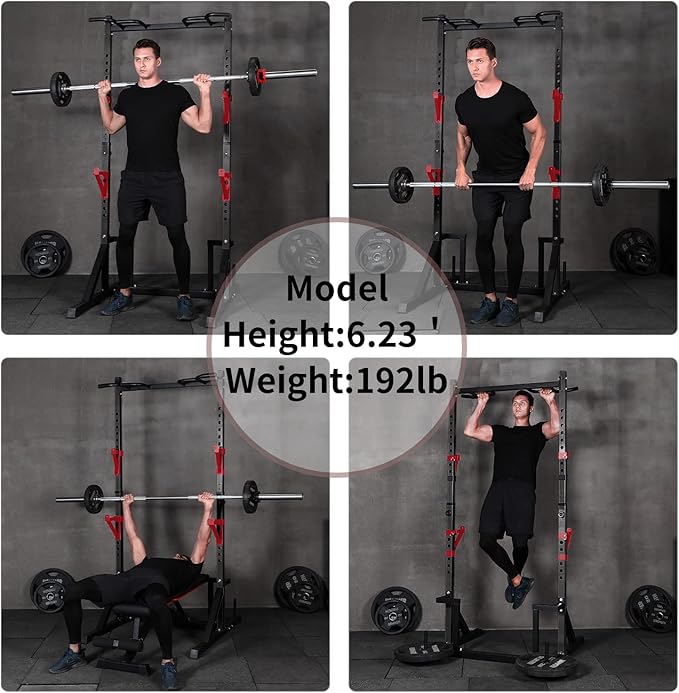 CANPA Multifunction Power Rack with Pull up Bar, Heavy Capacity and Adjustable Squat Stand Rack for Home Gym Equipment, Power Rack Cage
