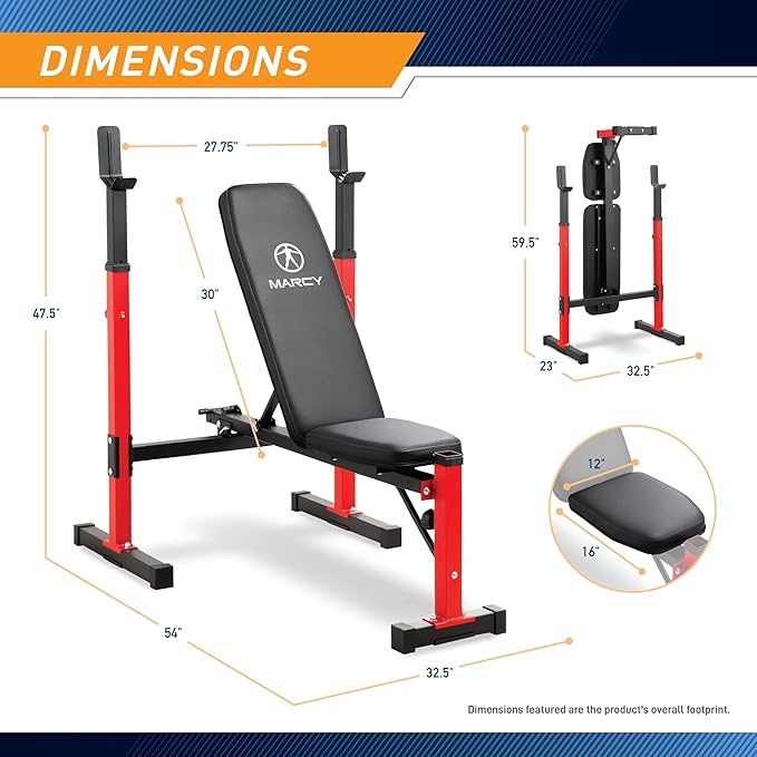 Marcy Standard & Olympic Adjustable Weight Benches and Accessories - Build You Own Home Gym with Optional Attachments Available: Lat Tower, Leg Developer, and Arm Curl for Full Body Exercise and Strength Training