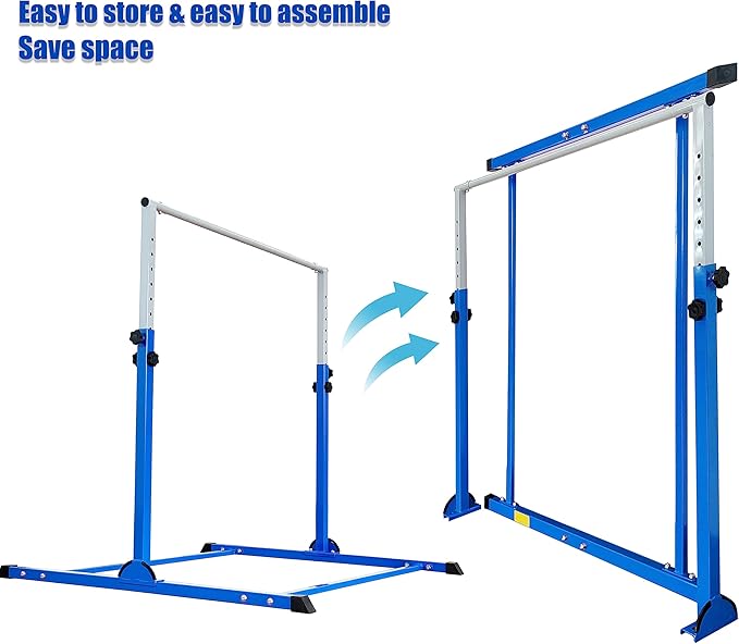 MARFULA Gymnastic Bar with 4 ft Inner Width 5 ft Adjust Height for Kids Kip Bar with 350 lbs Gymnastic Training Equipment for Kids 3-15 Years Home and Club Use