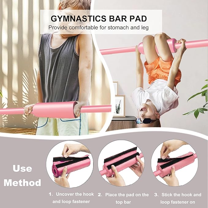 Expandable Gymnastics Bar for Kids, Adjustable Height Junior Training Kip Bar, Folding Gymnastic Horizontal Bars Monkey Bar, Home Gym Equipment for Kid Gymnasts, Child, Girl, Boy