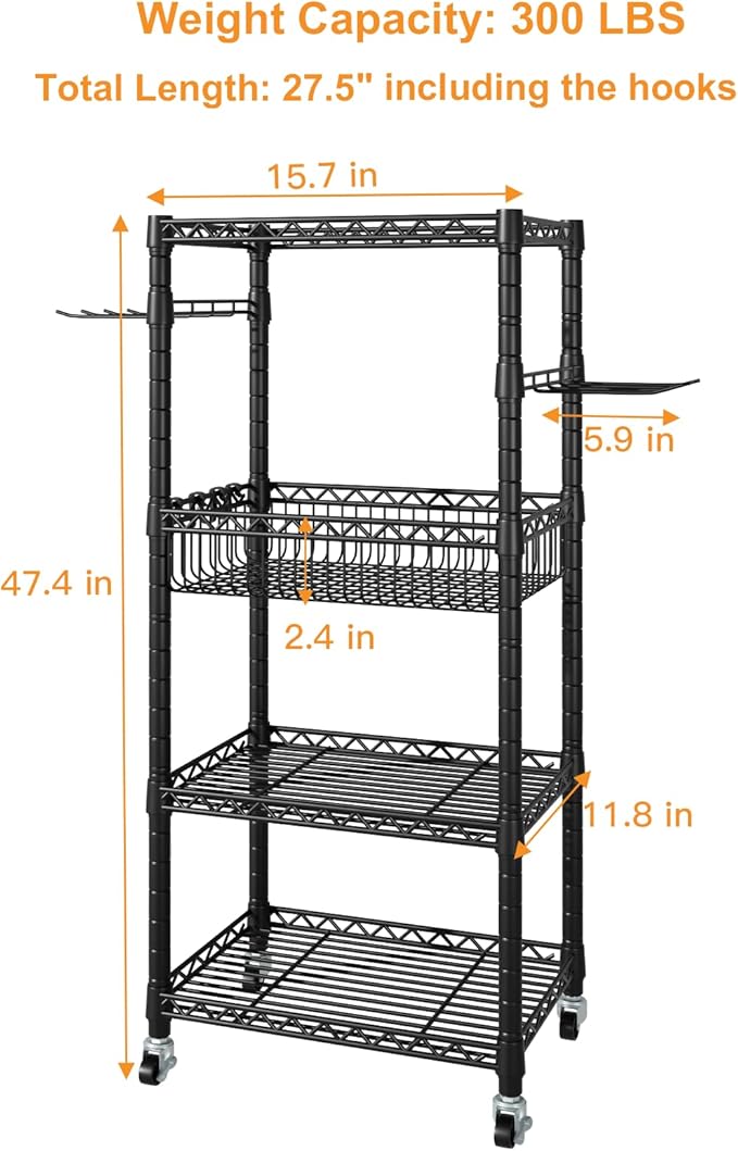 FUTASSI Home Gym Storage, 3 Tiers Workout Equipment Organizer with Wheels for Yoga Mats, Foam Roller, Dumbbells, Kettlebells, and Resistance Bands