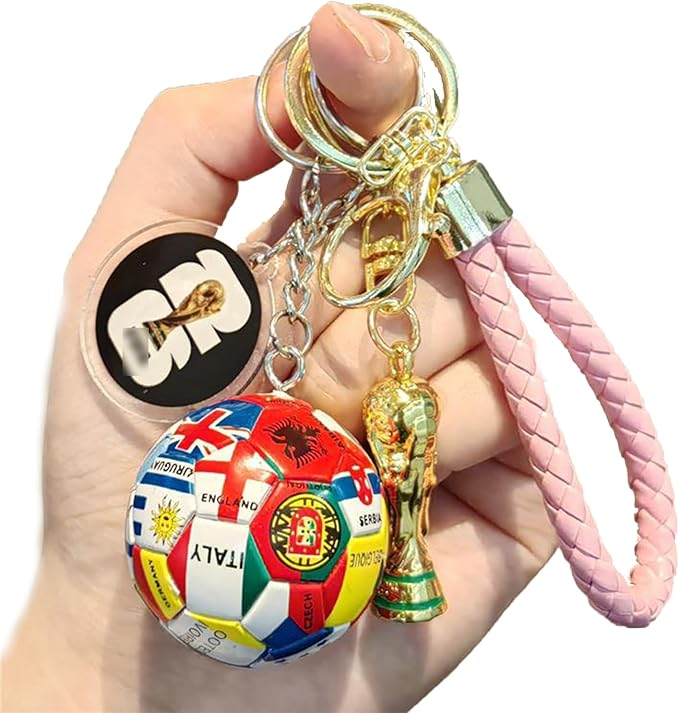 Soccer Keychain 2026 World Cup Design Soccer Ball Keychain with National Flags