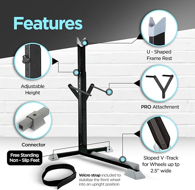 Bike Nook Pro & Vertical Storage Rack With Connector (2 Pack), The Original Vertical Bicycle Floor Stand for Garage, Indoor and Outdoor Storage, Perfect Bike Accessories for Small Spaces