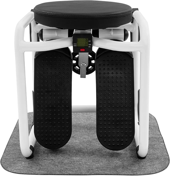 3-in-1 Twist Stepper with Resistance Bands & Mat - Stepper for Home Cardio, Multi-Function Stepper with Seat, Waist Workout at Home, Office, Black