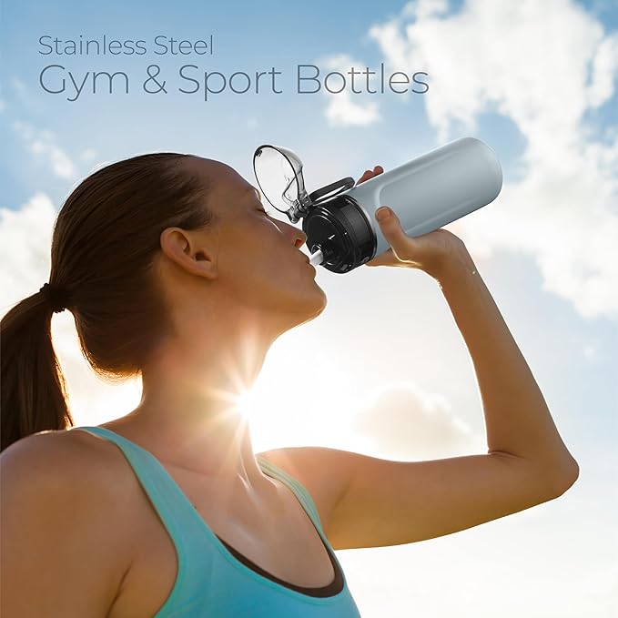 SIPX™ 18 oz Premium Stainless Steel Water Bottle with Straw Lid – Triple Insulated, Leakproof, BPA-Free – Slim, Durable Bottle for School, Gym, Office – Blue