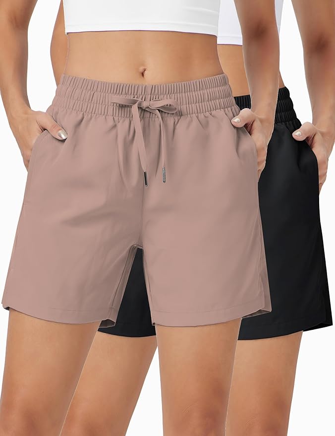 ZUTY 3 Pack 5" Womens Athletic Shorts Basic Running Shorts Lightweight Quick Dry Gym Workout Shorts with Pockets