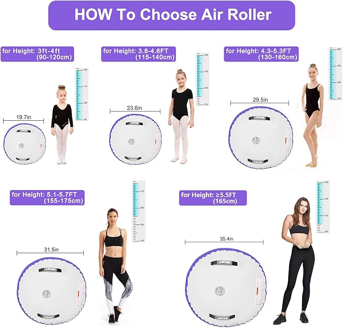 AWSUM Air Roller Gymnastics Barrel Inflatable Tumbling Mat Back Handspring Trainer for Octagon Mat Gym Home Gymnastics Equipment 1PCS，No Electric Pump