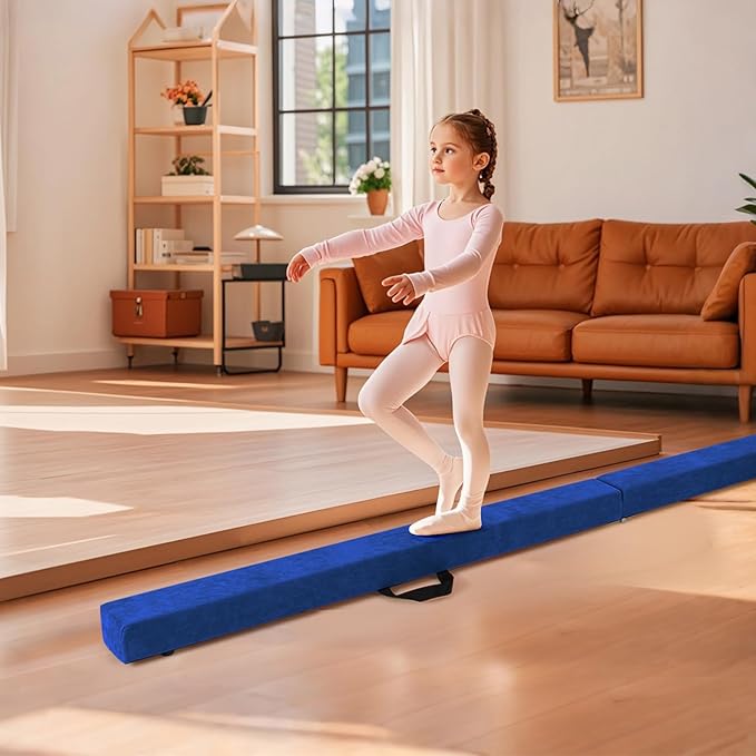 Giantex 7FT/8FT/9FT Balance Beam, Folding Gymnastics Beam w/Carry Handles, Floor Foam Gymnastics Equipment for Kids, Non Slip Rubber Base for Exercise, Practice & Professional Home Training