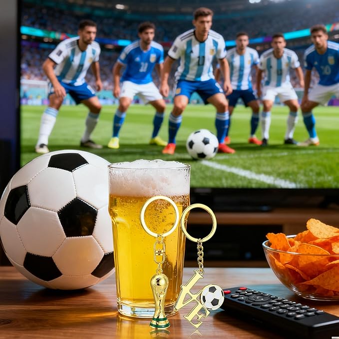 2 PCS World Cup Golden Trophy Keychain Set - LOVE Soccer Ball Charm, Premium Zinc Alloy Football Fan Gift, Sports Event Keys for Backpacks, Bags, Fans & Collectors World Cup Souvenir