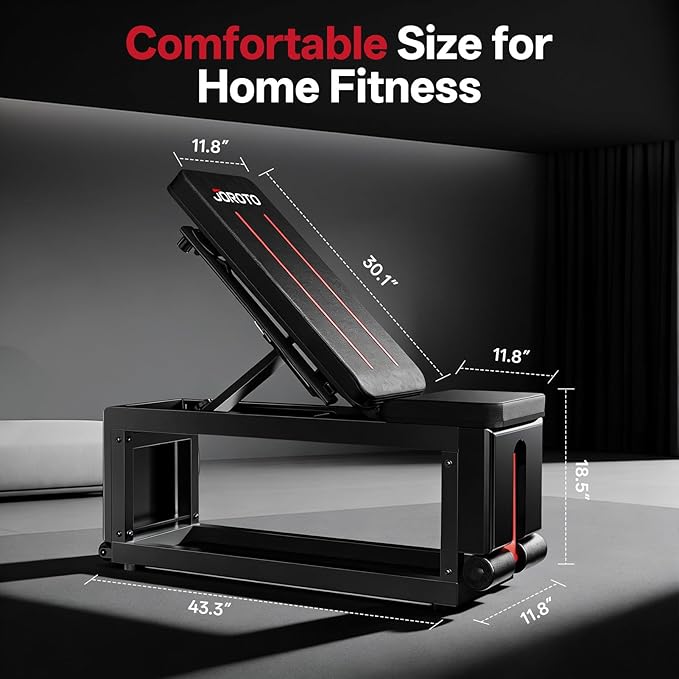 JOROTO Adjustable Weight Bench with Dumbbell Storage & Cable Fly, Multi-Functional Workout Bench Press for Home Gym Strength Training, Flat Incline Decline Sit Up Bench, 990LBS Capacity