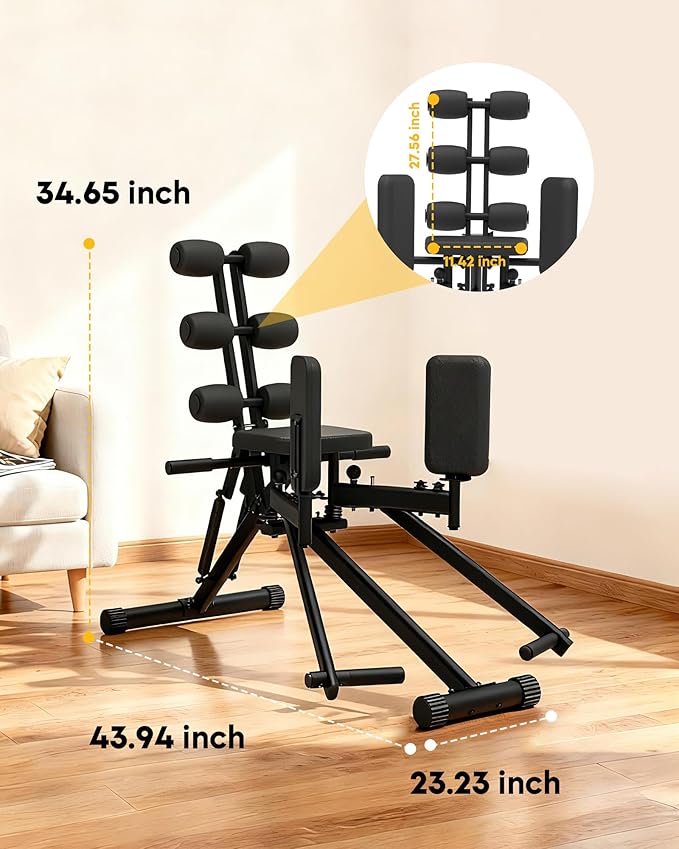GuuG Hip Abductor Abduction Machine: Thigh Glute Workout Equipment Outer Thigh Sculpting Booty Builder Women Exercise Back Stretch Home Gym