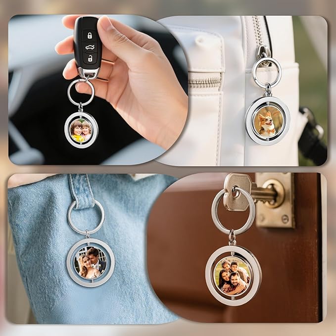 Hiyong Personalized Keychain Custom Photo Keyring Customized Gifts for Men Custom Keychain with Your Photo Logo or Text