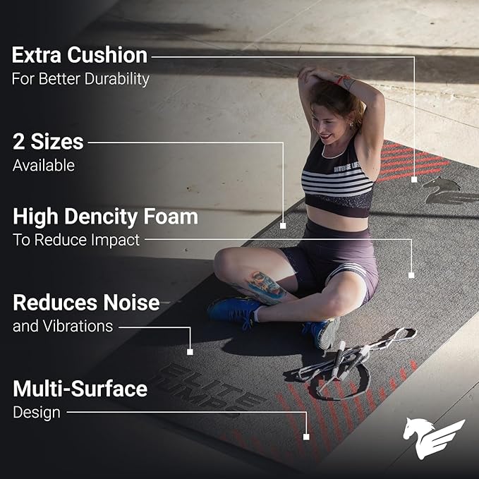 EliteSRS Jumps Premium Jump Rope Mat - Large Format Non Slip Mat - Home Workout Exercise Mat - Suitable for All Surfaces