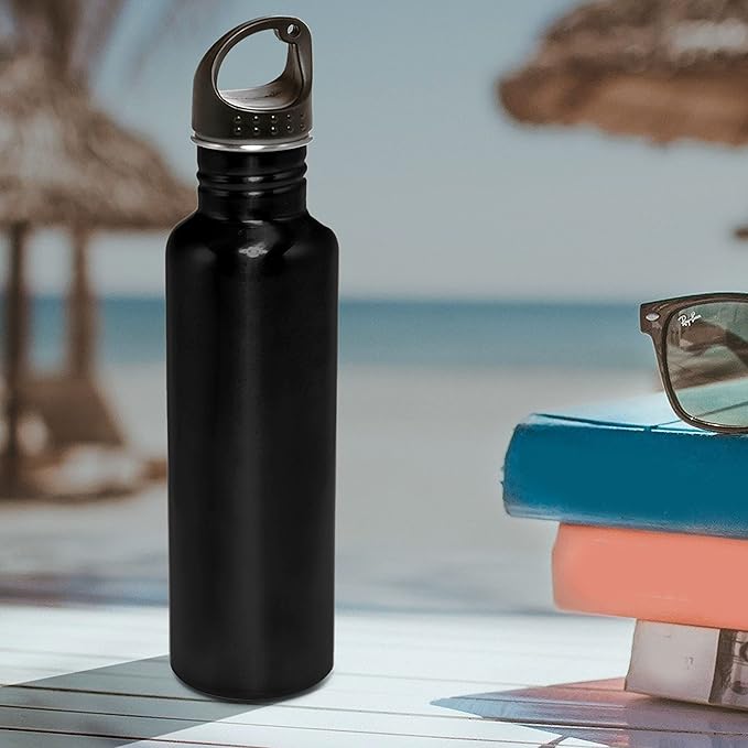 DISCOUNT PROMOS Stainless Steel Water Bottles 26 oz. Set of 10, Bulk Pack - Reusable, Leak Proof, Perfect for Gym, Hiking, Camping, Outdoor Sports - Black