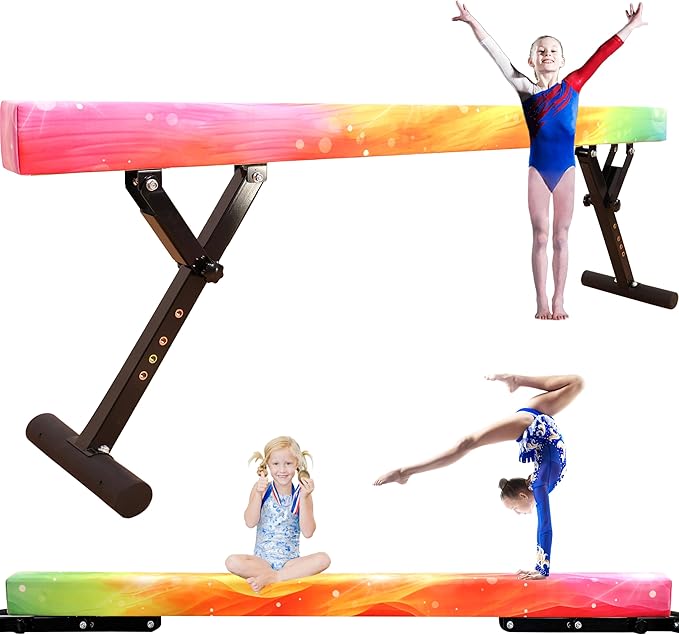 MARFULA Adjustable Balance Beam 8 ft Gymnastic Beam Adjustable Height for Kids and Teenage of All Gymnastic Levels, Gymnastic Training Beam Gymnastic Equipment for Athlete Home and Gym Club Use