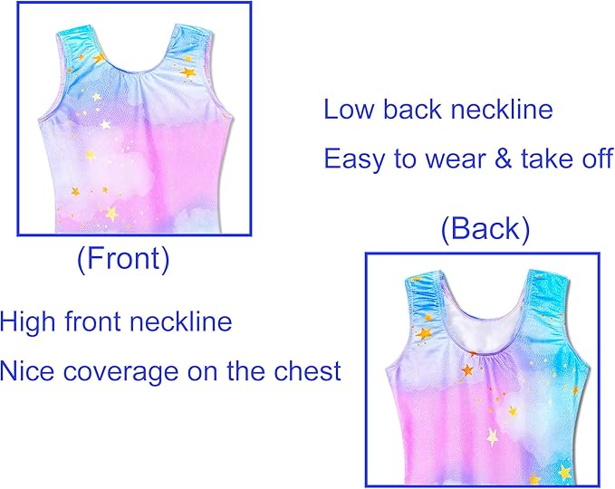 Domusgo Gymnastics Leotards for Girls Sparkly One-Piece Pro Kids Unitard Biketards with Shorts