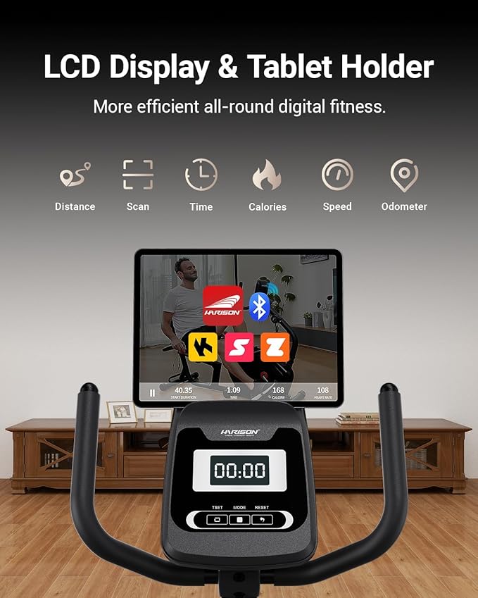 HARISON Pro Recumbent Exercise Bike 400 lbs Capacity, Semi-Commerical Magnetic Recumbent bike for Adult and Seniors, Recumbent Stationary bike for Home with Smart Bluetooth App, 2 in 1 LCD Monitor and Tablet Holder
