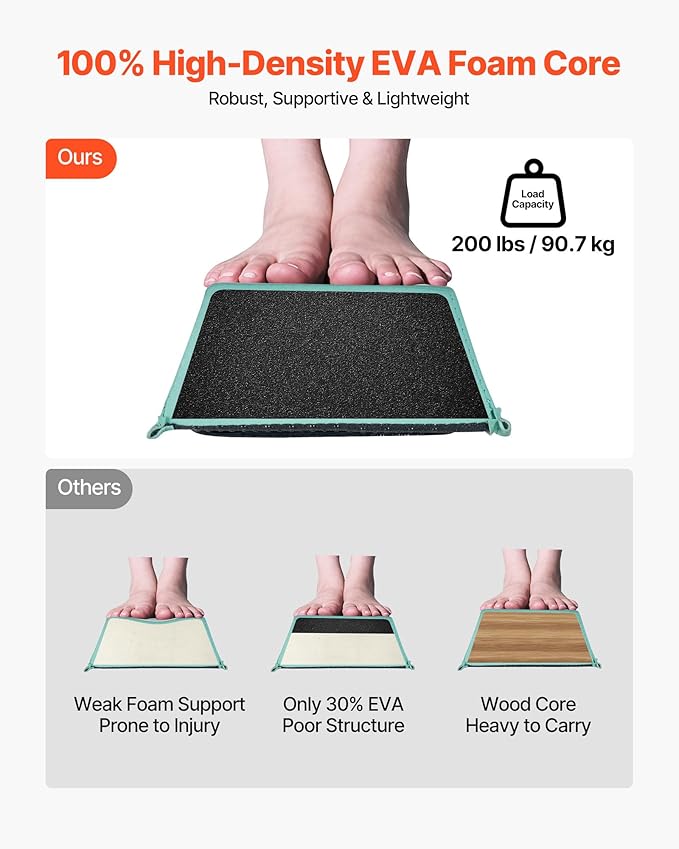 VEVOR 8FT Balance Beam for Kids, 200-350LBS Stable Support Gymnastics Floor Beam with Non-Slip Mat, Wood-Core/EVA Gymnastics Training Equipment with Anti-Slip Bottom & Carry Bag for Home Gym