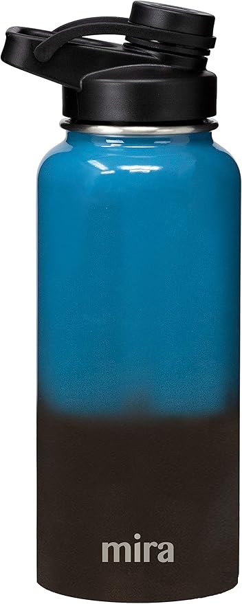 MIRA 32 oz Insulated Sports Bottle - Stainless Steel Temperature Control Thermo - Easy-Drink Spout (24Hr Cold/12Hr Hot) - Blue Lava