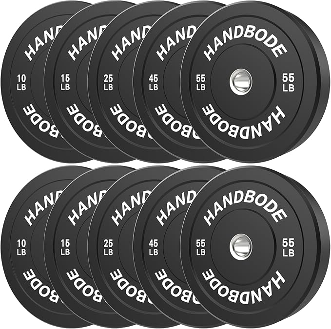 2-Inch Weight Plates High Bounce, Olympic Bumper Plate Set 45/100/160/190/260/300lb, Colored Weight Plates Set for Home Gym, Barbell Weights Rubber Strength Training Plate for Weight Lifting