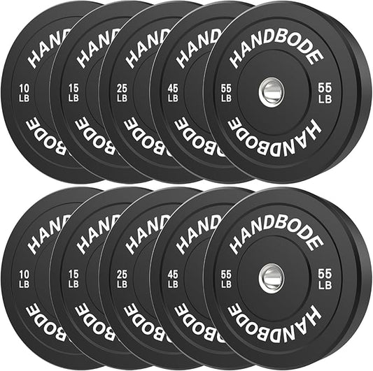 2-Inch Weight Plates High Bounce, Olympic Bumper Plate Set 45/100/160/190/260/300lb, Colored Weight Plates Set for Home Gym, Barbell Weights Rubber Strength Training Plate for Weight Lifting