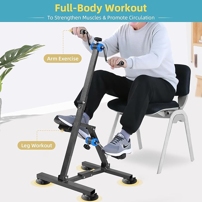Arm and Leg Pedal Exerciser for Seniors - Seated Pedal Exerciser for Elderly, Stroke Recovery Pedal Exercise Equipment for Senior, Knee & Foot Stroke Therapy Equipment for Adults, Elliptical for Seniors
