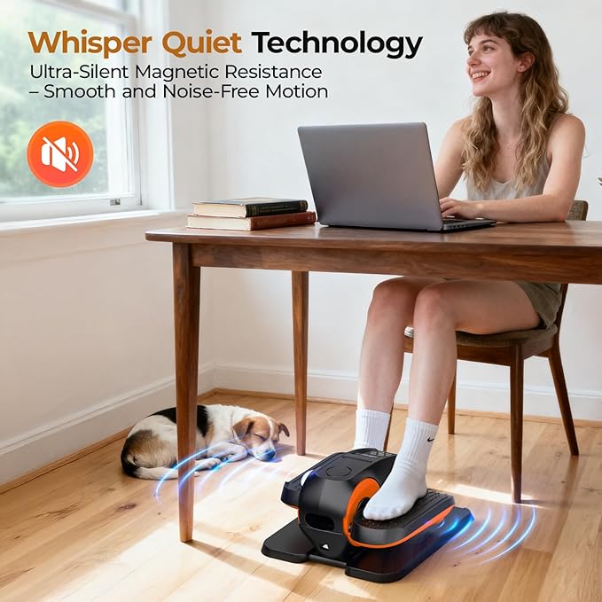 Under Desk Elliptical Machine - Electric Elliptical Leg Exerciser, Pedal Exerciser for Seniors,12 Speeds, Portable Seated Pedal Exerciser with Remote Control, Whisper-Quiet Exercise Equipment