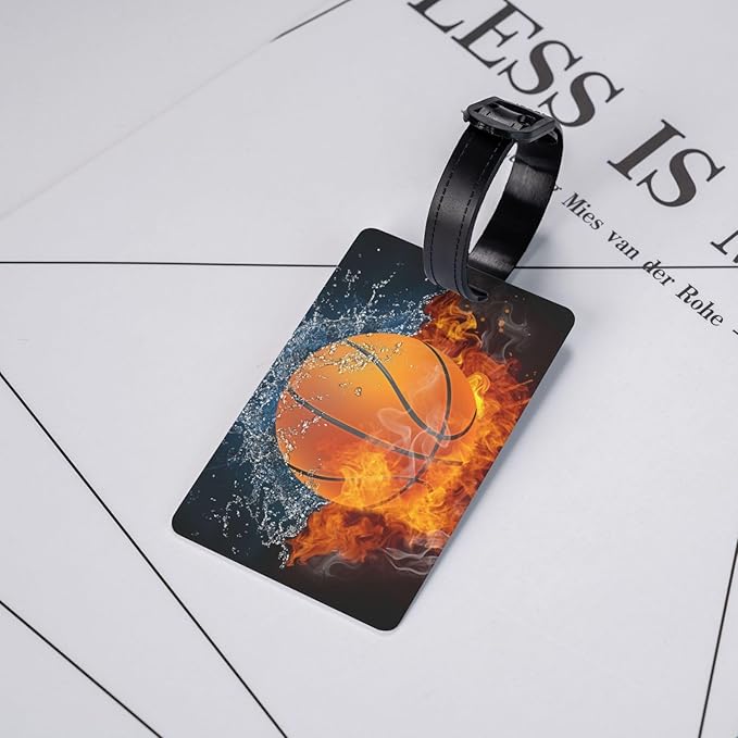 Basketball Backpack Tags for Suitcases for Kids, Sports-Themed Luggage Tags for Boys Girls, Cute Name Tag ID Identifier Labels Baggage Tag for Lunchbox Travel Bags, 1 Pc