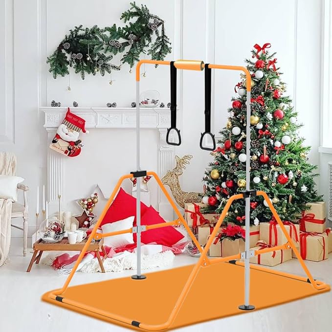 Expandable Gymnastics Bar for Kids, Adjustable Height Junior Training Kip Bar, Folding Gymnastic Horizontal Bars Monkey Bar, Home Gym Equipment for Kid Gymnasts, Child, Girl, Boy